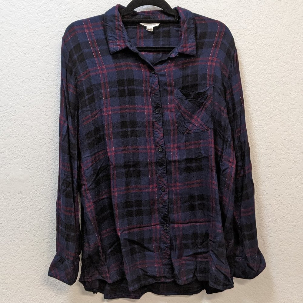 Charley Classic Button Down Top, w/metallic thread